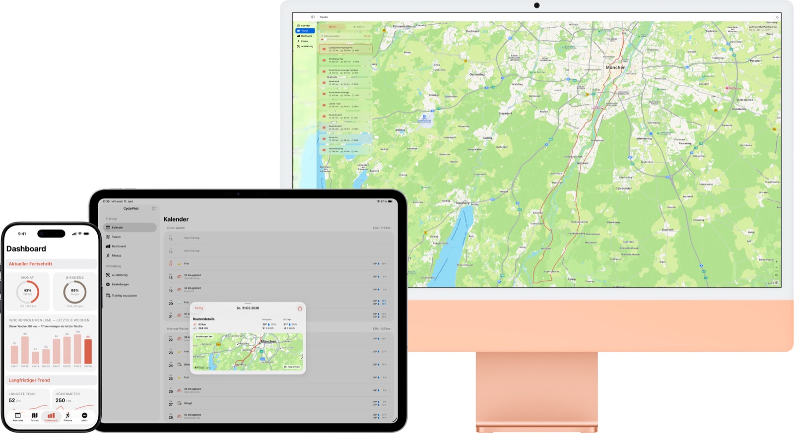 CyclePilot auf iPhone, iPad und Mac